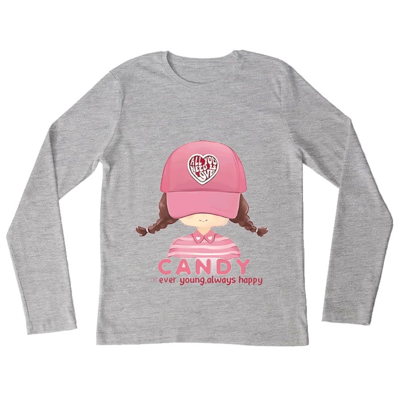 Candy Mädchen mit Mütze Damen Langarm T-Shirt