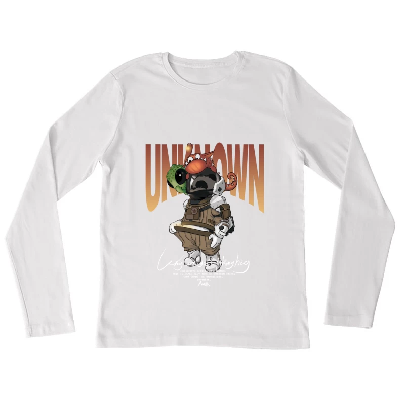 Abstrakte Cartoon-Kreatur-Kollage Damen Langarm T-Shirt