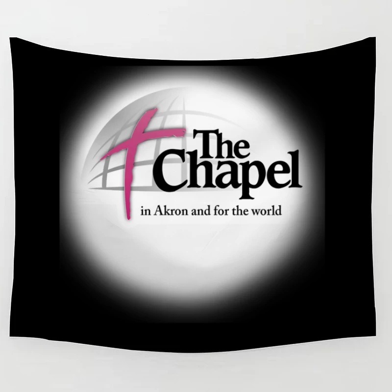 The Chapel Church Logo with Pink Cross - Akron Religious Organization Tapestry