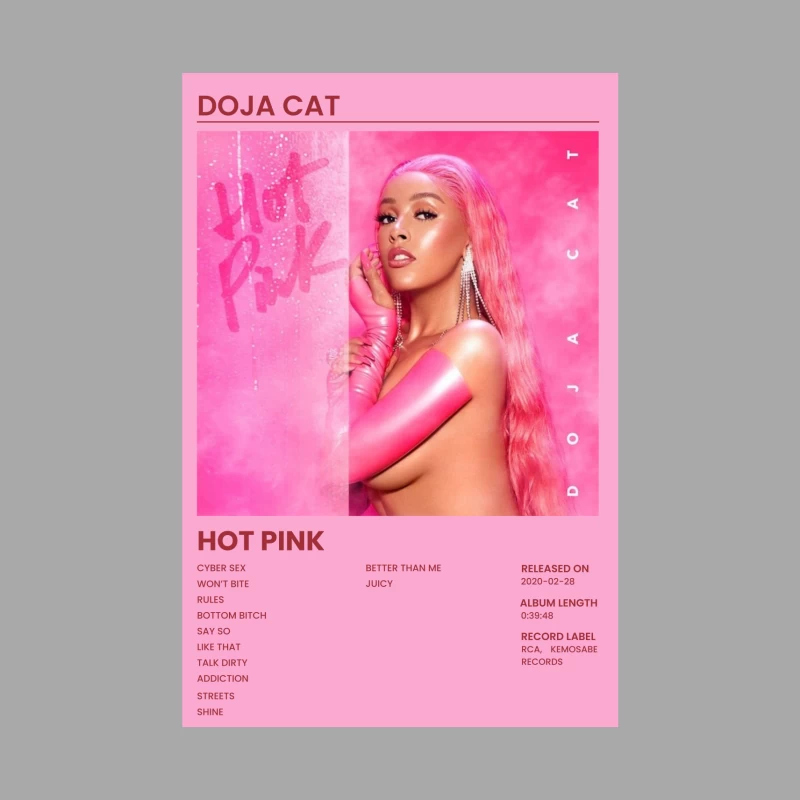 Hot Pink: Vibrant Pop Album Cover with Pink Theme Male Pullover Hoodie