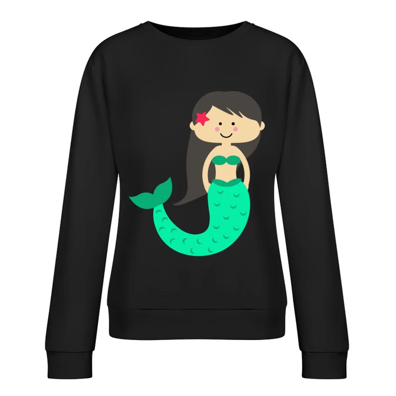 Illustration d'une petite sirène joyeuse Femme Sweat-shirt à enfiler