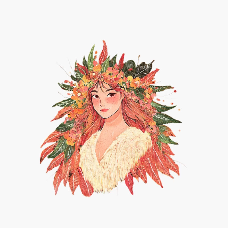 Autumnal Portrait with Vibrant Floral Crown Cotton Tote Bag