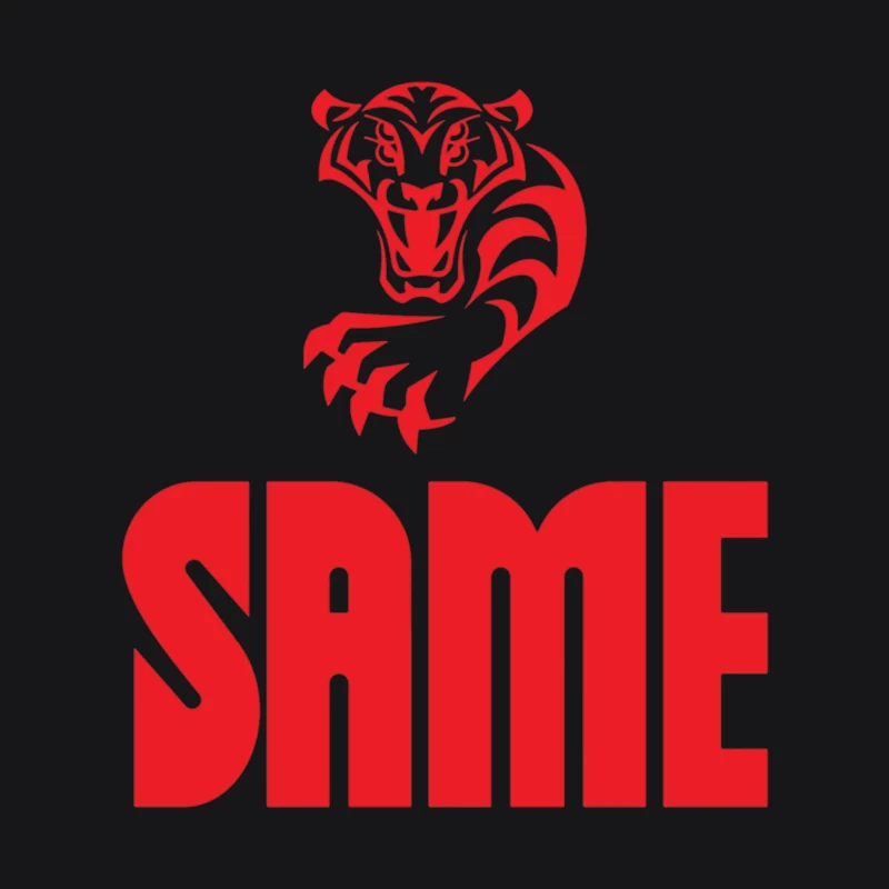 Red Tiger Sports Logo with SAME Text Male Pullover Hoodie