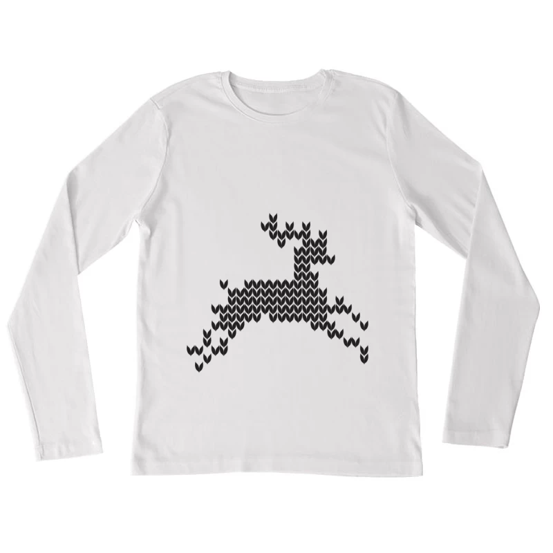 Cerf géométrique en motifs hexagonaux Femme Manches Longues T-Shirt