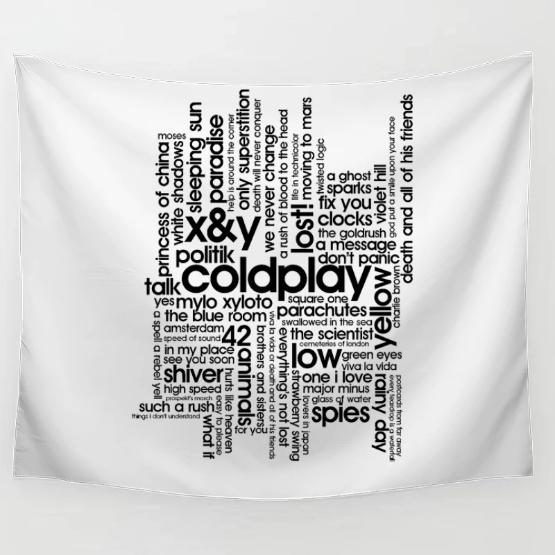 Coldplay Songs Word Cloud Typography Art Tapestry