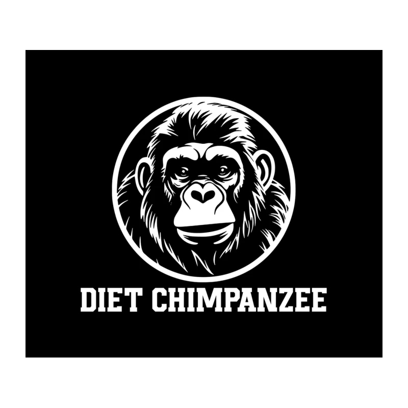 Circular Outline Sketch of Chimpanzee Portrait Tapestry