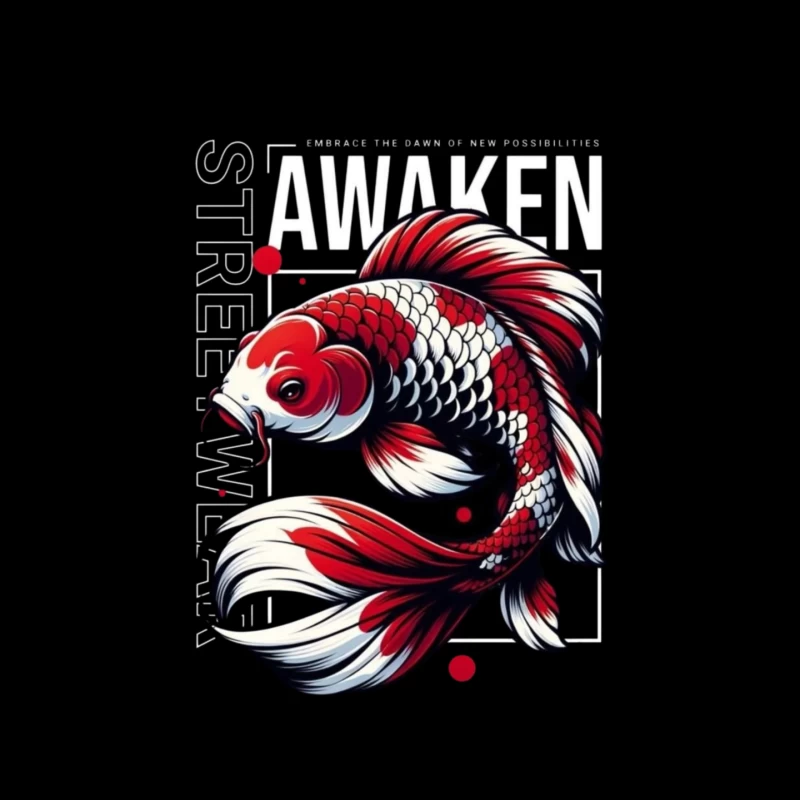 Koi Fish Art with Awakening Theme Mouse Pad