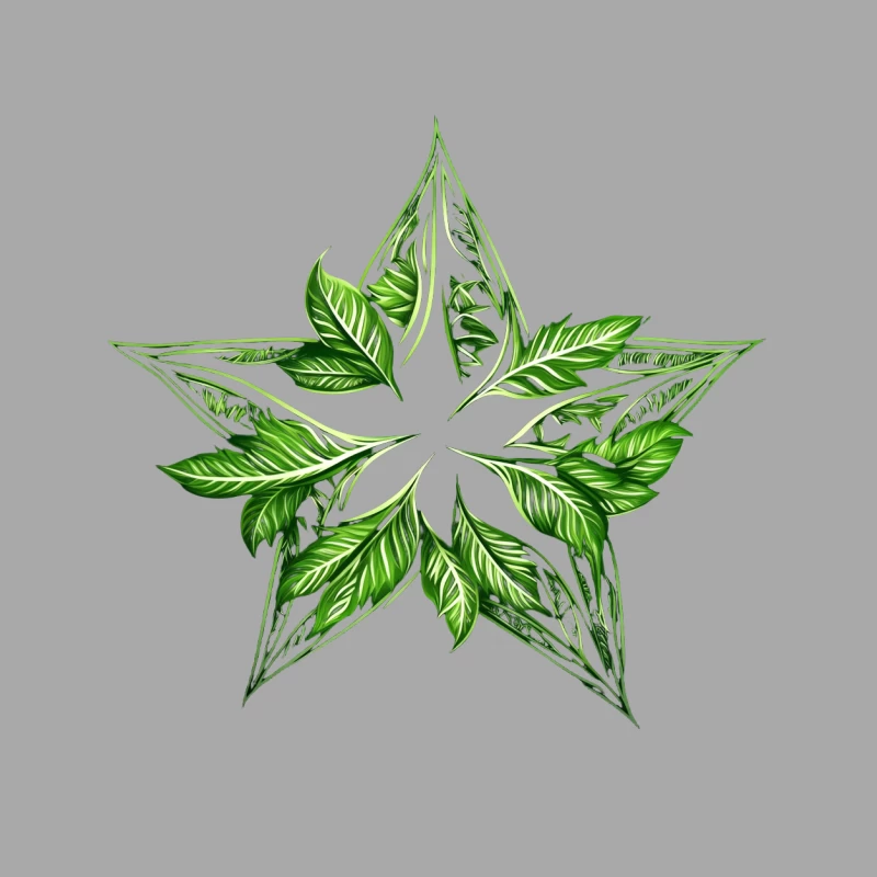 Botanical Star: Green Leaf Symmetrical Nature Design Female Pullover Hoodie