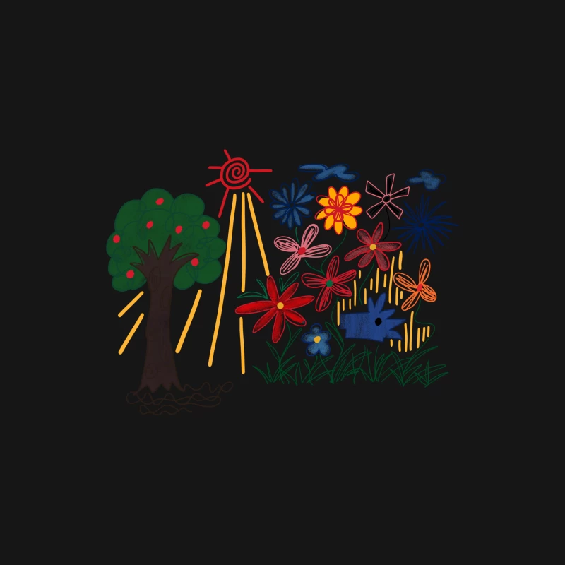 Bunte Blumen und Baum im Sonnenschein Herren Langarm T-Shirt