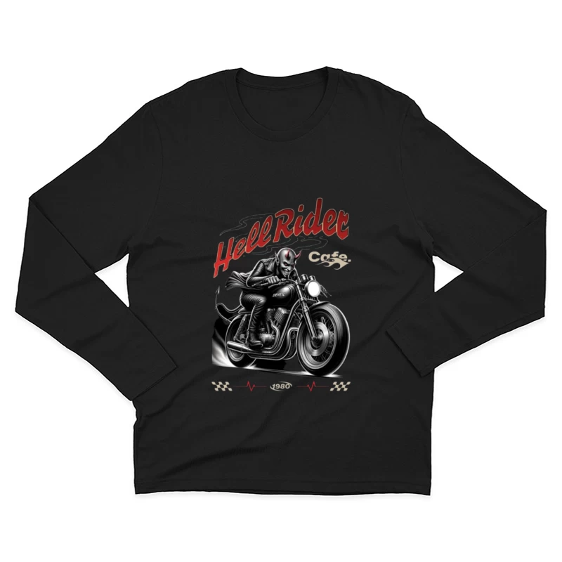 Hell Rider Vintage Cafe Racer Devil Motorcycle Art Male Long Sleeve T-Shirt