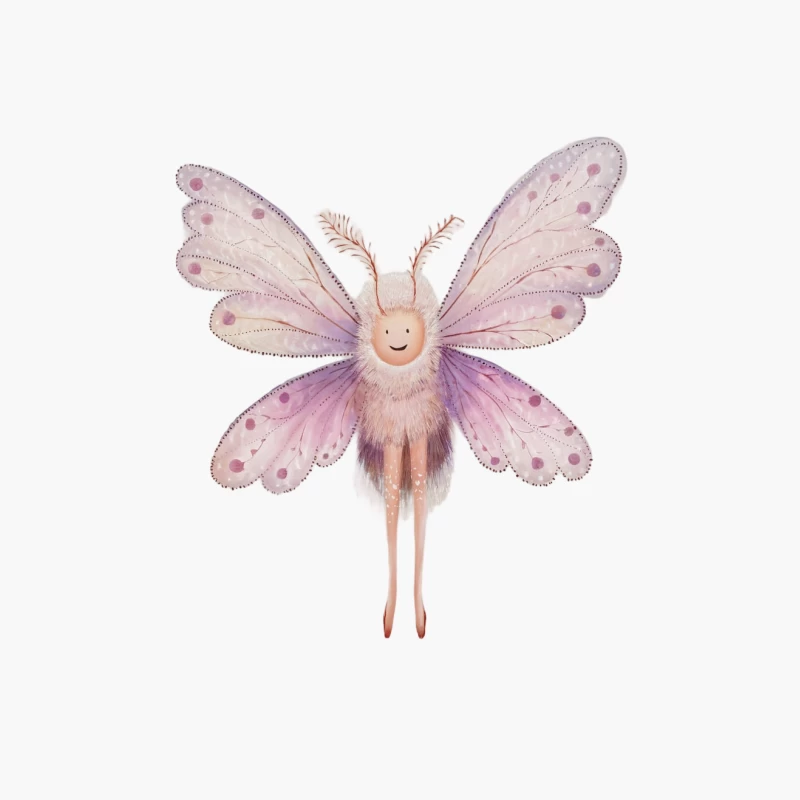 Whimsical Fairy Butterfly Illustration in Pastel Colors Cotton Tote Bag