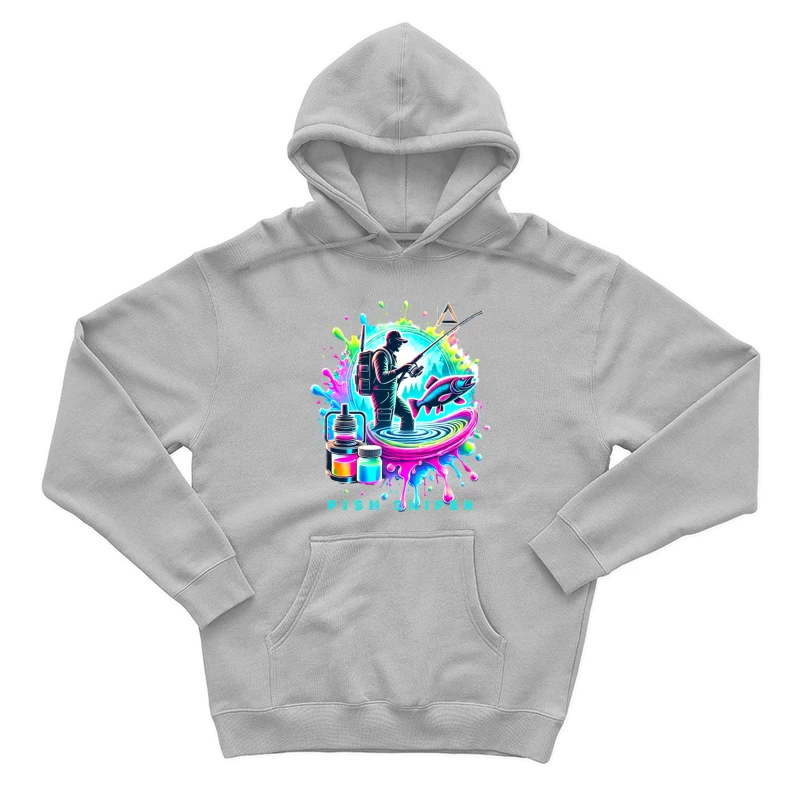 Colorful Fish Sniper: Vaping and Fishing Art Male Pullover Hoodie