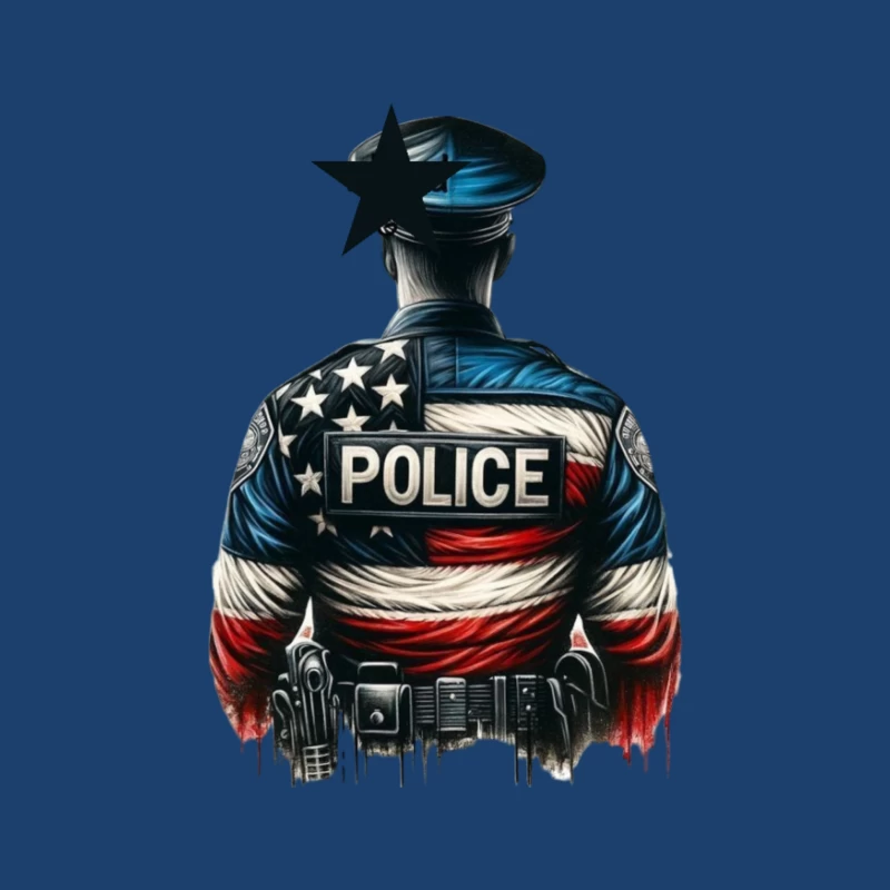 Patriotic Police Art Illustration Male Pullover Hoodie