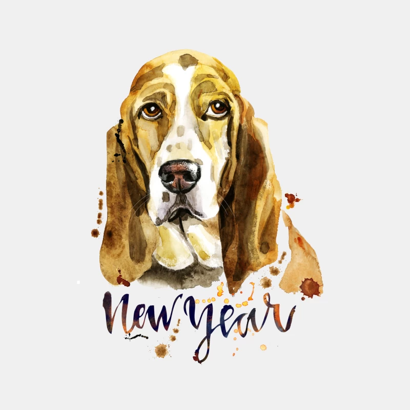 Portrait de chien aquarelle pour le Nouvel An Homme Débardeur