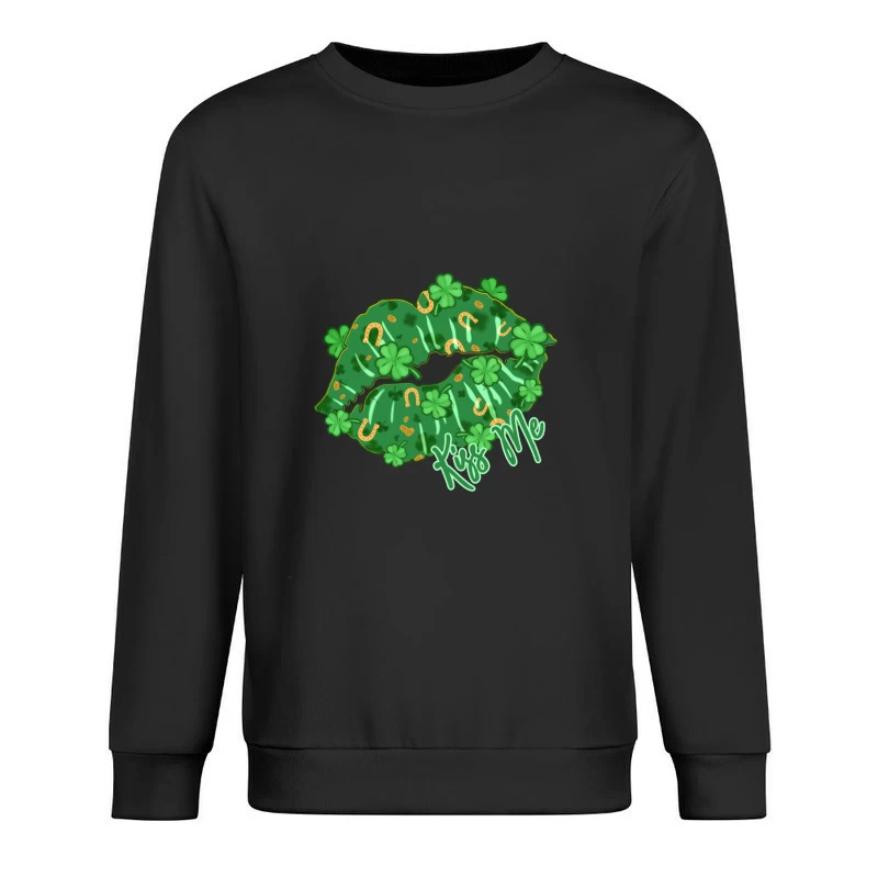Kuss mich Design mit Kleeblättern und Hufeisen Herren Pullover Sweatshirt