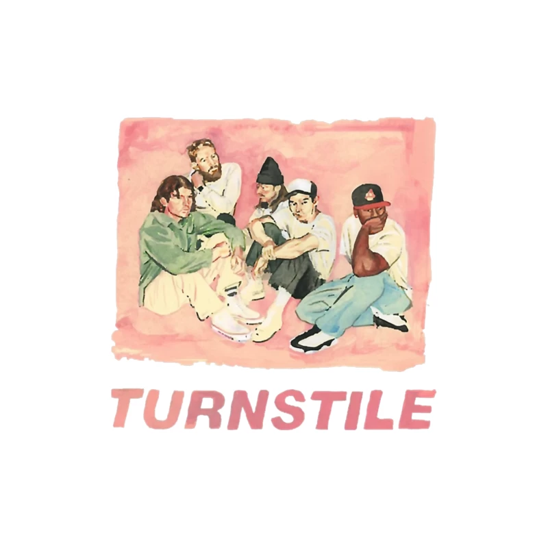 Watercolor Portrait of Hip Hop Group "Turnstile" Tapestry