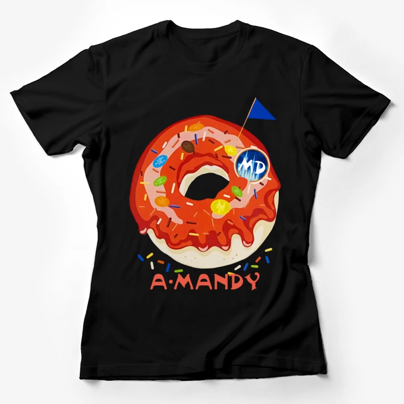 Kreatives Donut-Design mit Farben und Logo Damen T-Shirt