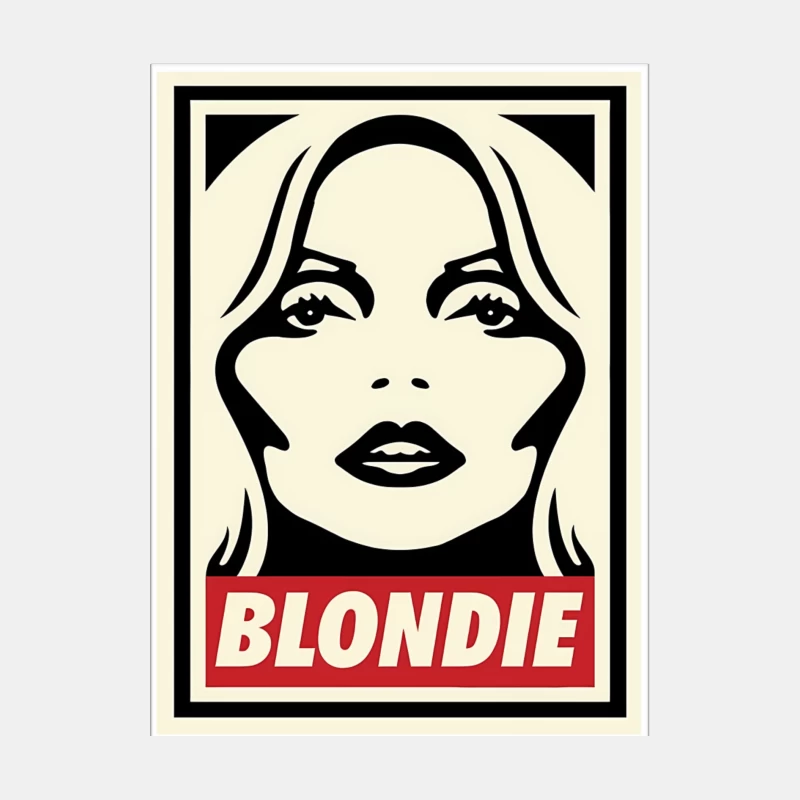 Stylized Pop Art Blondie Band Poster in Black and White with Red Text Male Tank Top