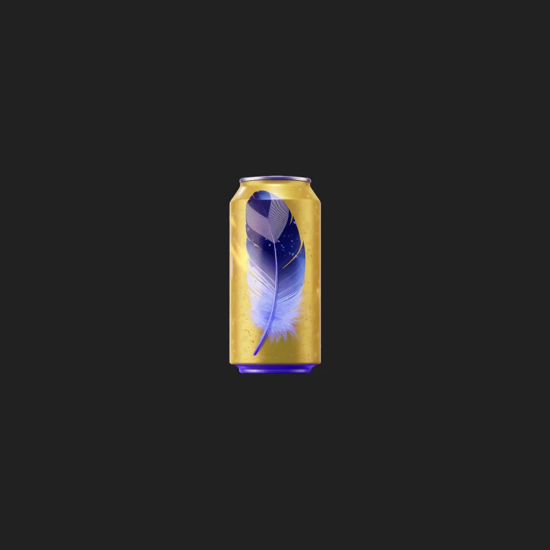 Artistic Gold Beverage Can with Purple Feather Design Bucket Hat
