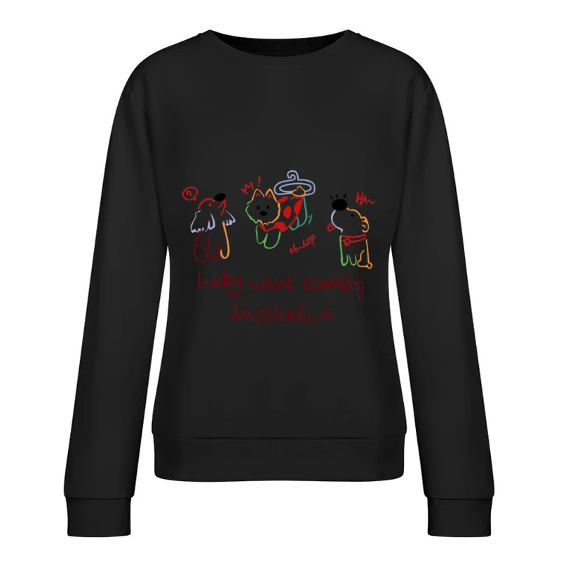 Niedliche Hunde in bunten Outfits Damen Pullover Sweatshirt