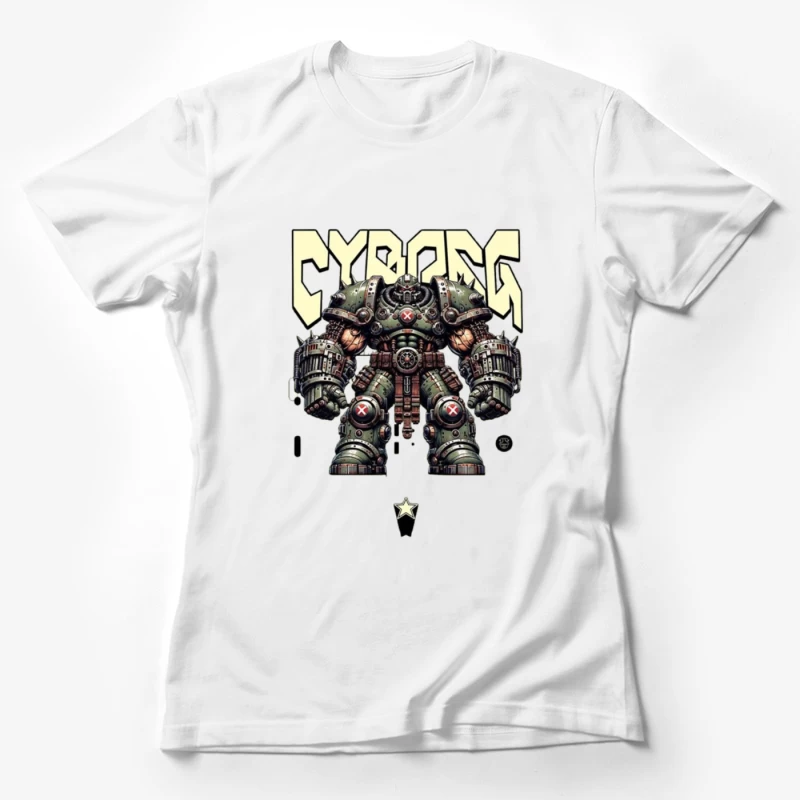 Heavy Combat Cyborg Mech Armor Illustration Female T-Shirt