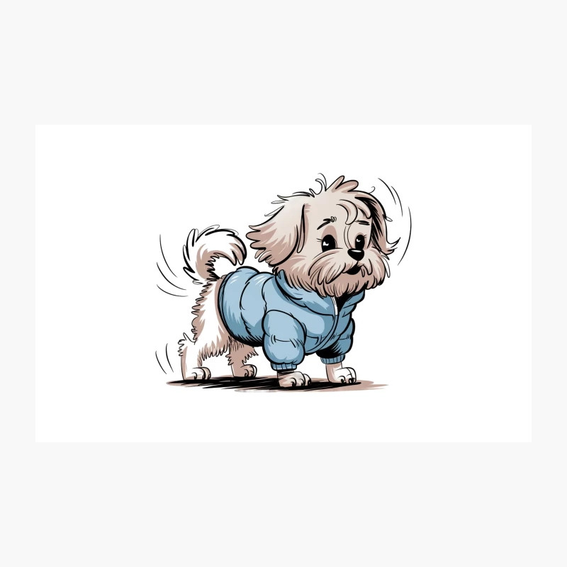 Adorable Cartoon Puppy in Blue Jacket Travel Mug