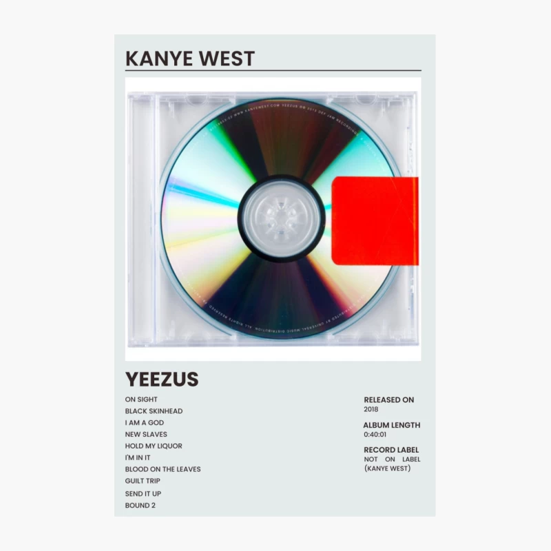 Yeezus Album CD Cover with Minimalist Design Cotton Tote Bag