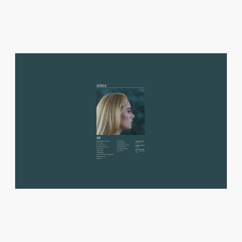Adele's "30" Album Cover and Tracklist Travel Mug