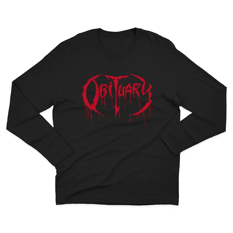 Obituary Cause of Death Red Logo Male Long Sleeve T-Shirt