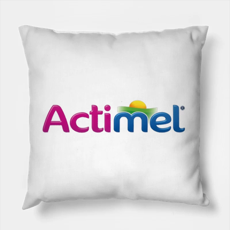 Actimel Dairy Brand Colorful Logo Design Throw Pillow