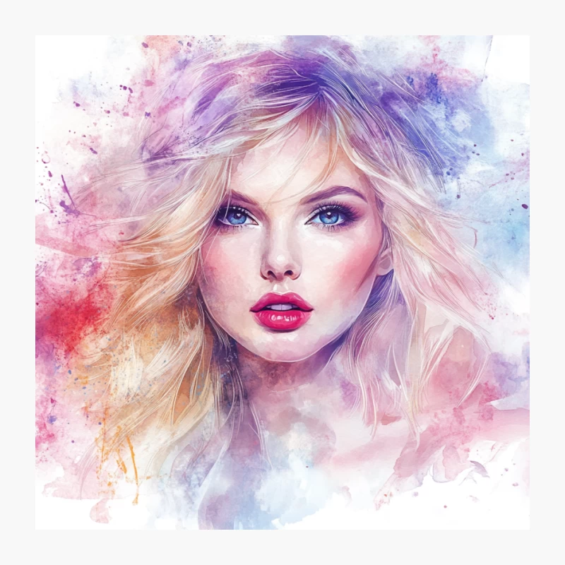 Taylor Swift Ethereal Watercolor Portrait: Vibrant Fantasy Beauty Pin