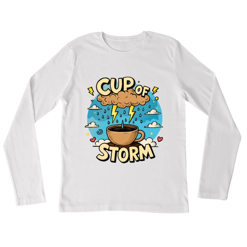 Cup of Storm – Whimsical Pixel Art with Lightning Charm! Female Long Sleeve T-Shirt