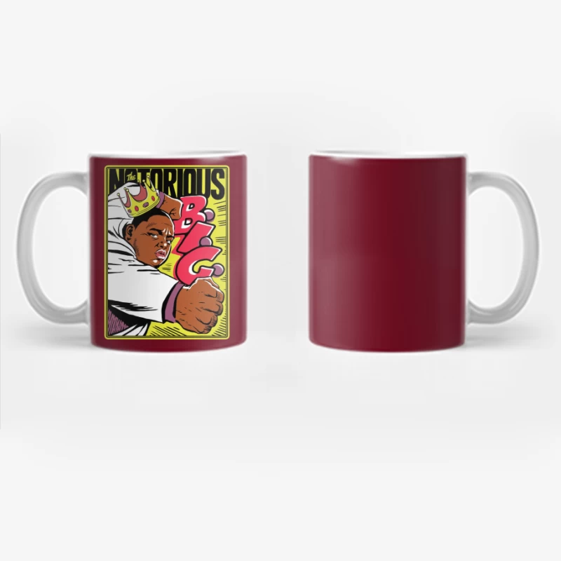 Notorious Hip-Hop Comic Style Illustration with Crown Coffee Mug