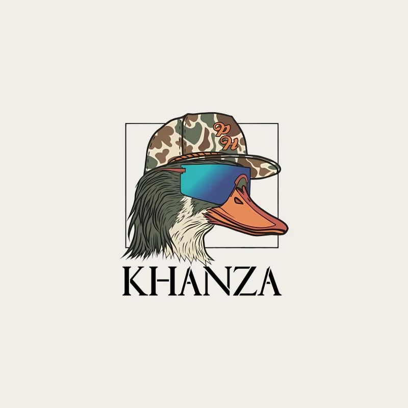 Urban Duck Logo with Camo Hat and Sunglasses - Khanza Mascot Design Bucket Hat