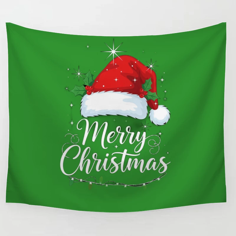 Merry Christmas Greeting with Santa Hat|Perfect Gift for Loved Ones|Holiday-themed christmas gift for her Tapestry