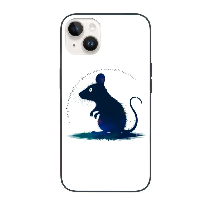 Dark Blue Mouse Silhouette Digital Illustration iPhone Case