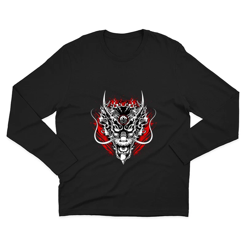 Drachenmaske mit Flammenkunst Herren Langarm T-Shirt