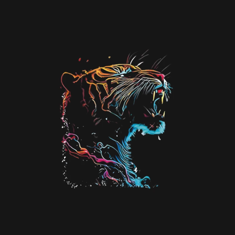 Bunte Tigerkunst, Farbe, Linienkunst Damen T-Shirt