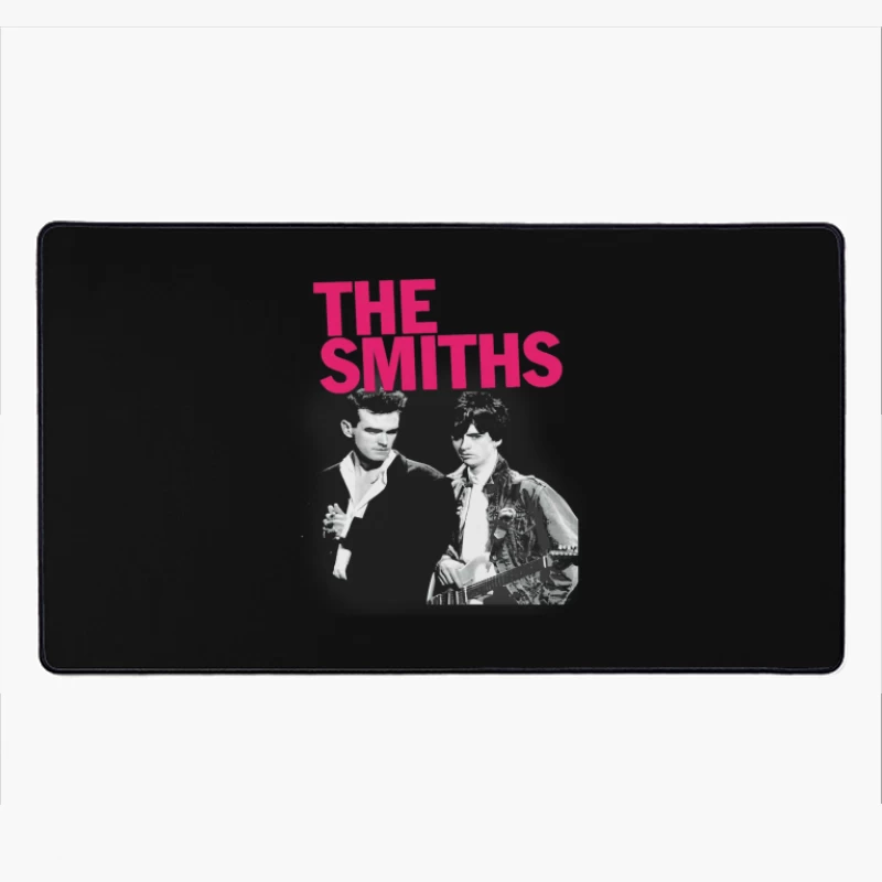 The Smiths: Iconic 1980s Indie Rock Band Portrait with Pink Logo Desk Mat