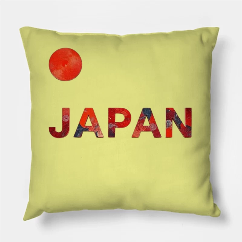 Minimalist Japanese Flag Design with Typography Throw Pillow