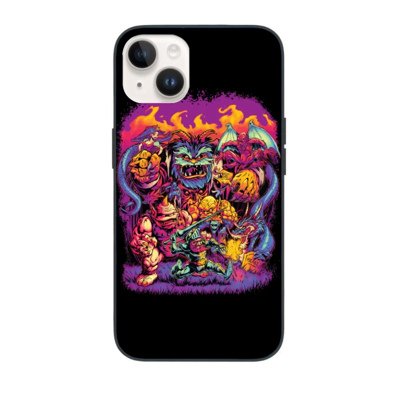 Epic Fantasy Battle with Colorful Monsters iPhone Case