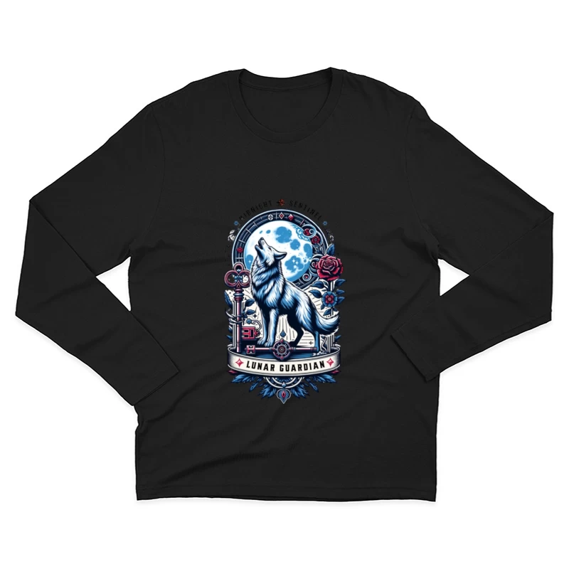 Gardien Lunaire Loup Homme Manches Longues T-Shirt