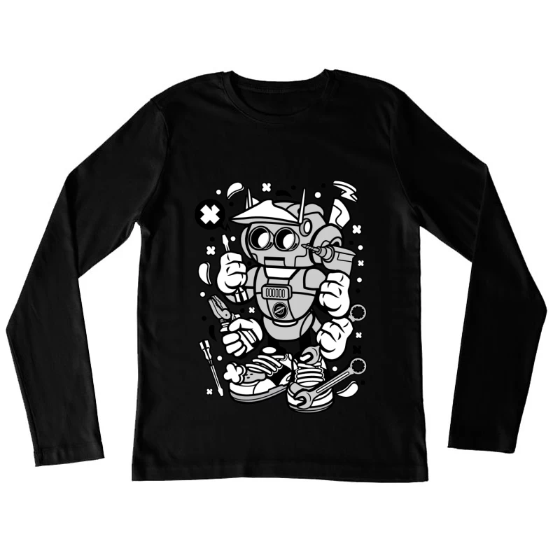 Robot bricoleur avec outils Femme Manches Longues T-Shirt