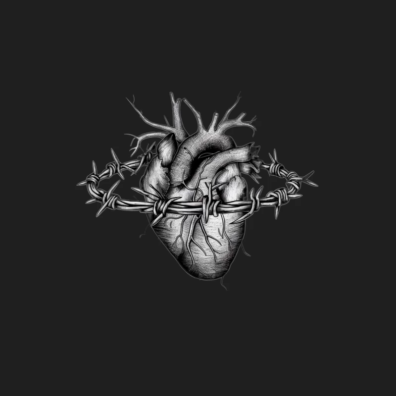 heart barbed wire anatomy pain suffering restriction dark medical Male Tank Top