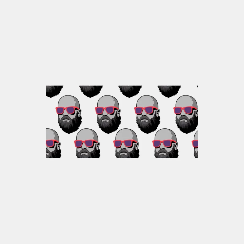 Repetitive Pattern of Bald Bearded Men in Pink Sunglasses Male Tank Top