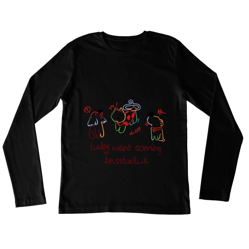 Niedliche Hunde in bunten Outfits Damen Langarm T-Shirt