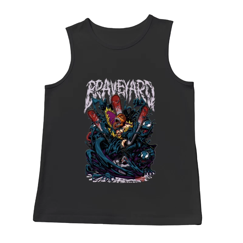 Schrecklicher Kampf mit Kettensäge und Monstern Herren Tanktops
