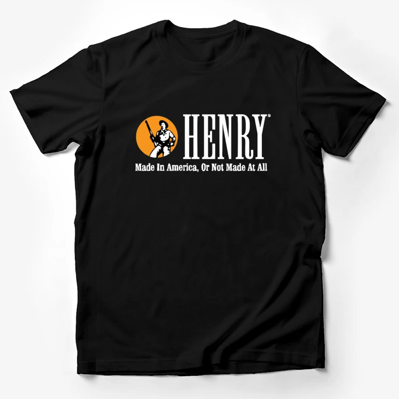 Henry Rifles Vintage Logo with American Manufacturing Slogan Male T-Shirt