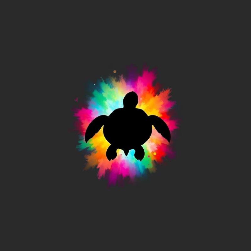 Colorful Turtle Silhouette Art Baseball Cap