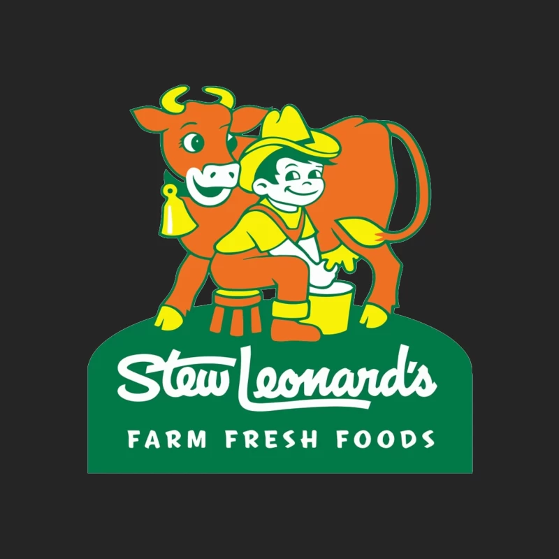 Stew Leonard's Vintage Farm Fresh Foods Logo with Cartoon Cow Male Pullover Sweatshirt